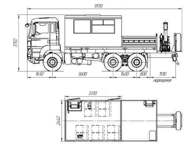 Фото №11: Грузопассажирский автобус MAN TGS 40.430 с КМУ АНТ 8.5-2 (001) – 10+2 места