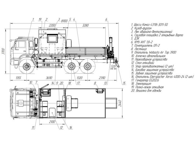 Фото №25: Грузопассажирский автобус КАМАЗ 43118-3011-50 с КМУ АНТ 1.8-2 – 6+2 места