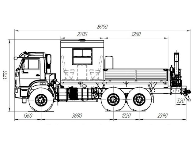 Фото №26: Грузопассажирский автобус КАМАЗ 43118-3011-50 с КМУ АНТ 5-2 (042) – 6+2 места