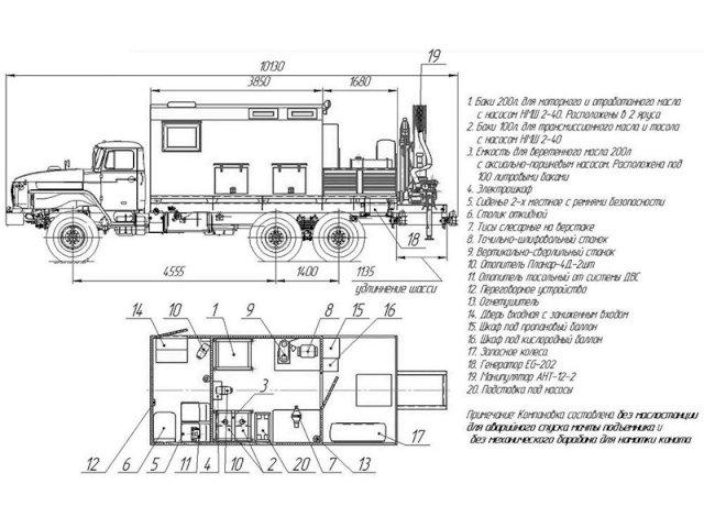Фото №21: Передвижная маслостанция Урал 4320-1912-60Е5 с КМУ АНТ 12-2 (022)