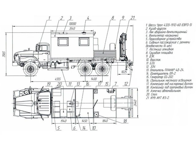 Фото №19: Передвижная мастерская Урал 4320-1912-60Е5 с КМУ АНТ 8.5-2 (023, генератор EG-202)