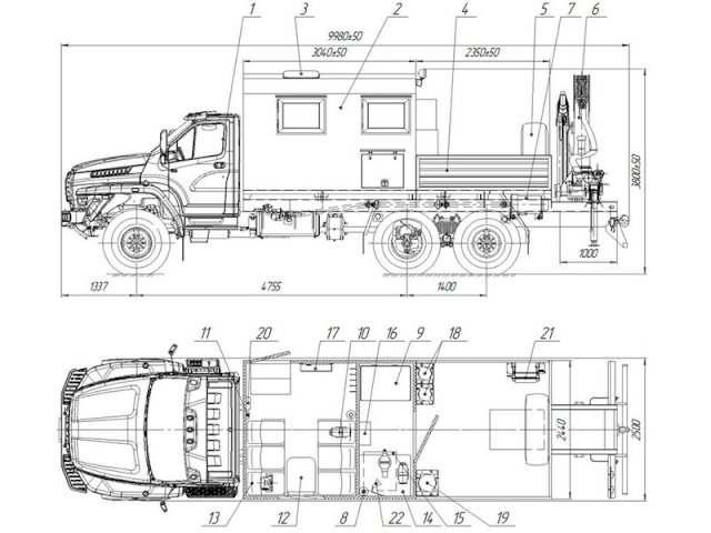 Фото №17: Передвижная мастерская Урал-NEXT 4320-6952-72Е5Г38 с КМУ АНТ 12-2 (015, генератор EG-202)