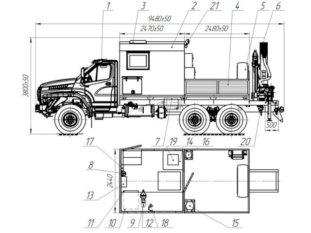 Фото №13: Передвижная мастерская Урал-NEXT 4320-6952-72Е5Г38 с КМУ АНТ 12-2 (010, генератор EG-202)