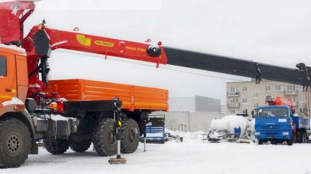 Фото №3: Бортовой КМУ Inman IT 200 с буром и люлькой с ДУ на шасси КАМАЗ 43118-3027-50
