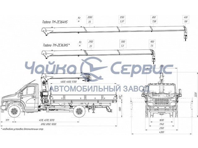 Фото №1: Бортовой ГАЗ-C41R13 Газон Next с КМУ Tadano TM-ZE363HS