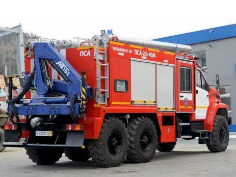 Пожарно-спасательный автомобиль ПСА 2,0-40/4 Урал-NEXT 4320-6951-74Е5 с КМУ АНТ 7.5-2