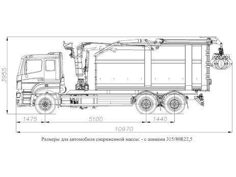 КАМАЗ 65207-1002-87 с кузовом CAT (30 куб.м.) с КМУ VM10L74М