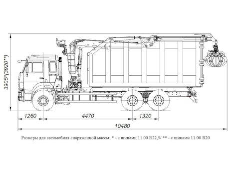 КАМАЗ 65115-3094-50 с кузовом САТ (30 куб.м.) с КМУ VM10L74М